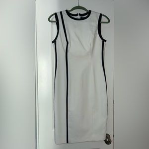 Worth (brand) white with navy trim dress.